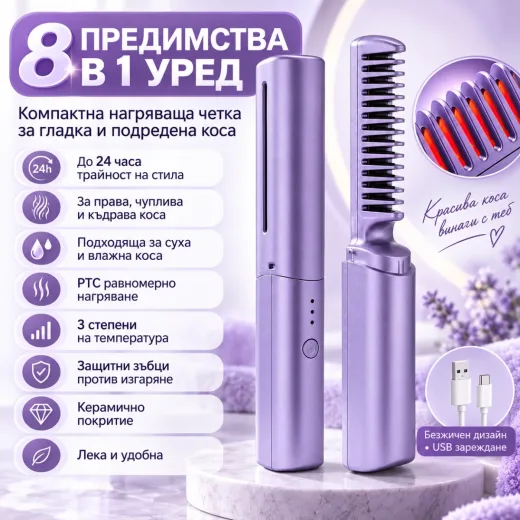 Мини безжична четка за изправяне на коса