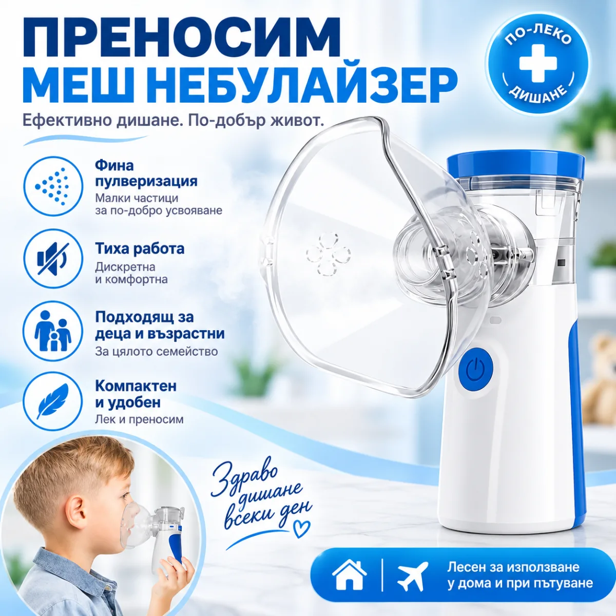 Преносим безшумен mesh инхалатор с USB