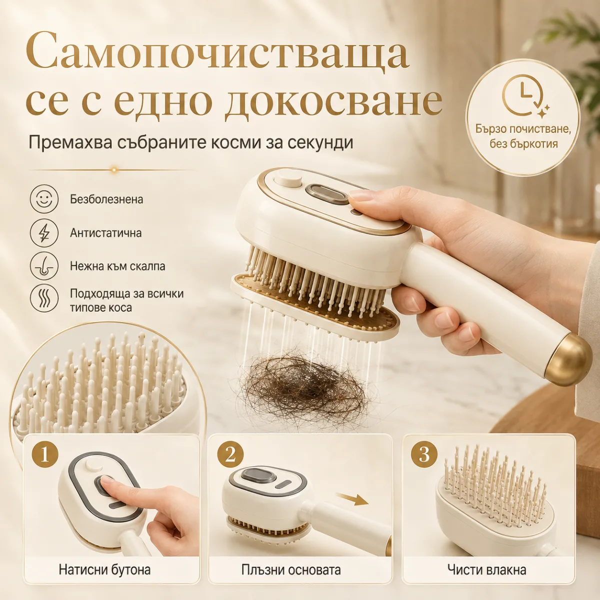 Електрическа парна четка за коса 3в1