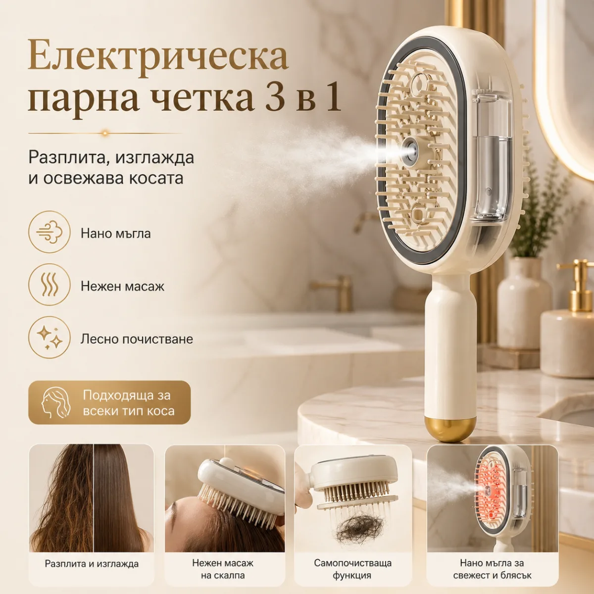 Електрическа парна четка за коса 3в1