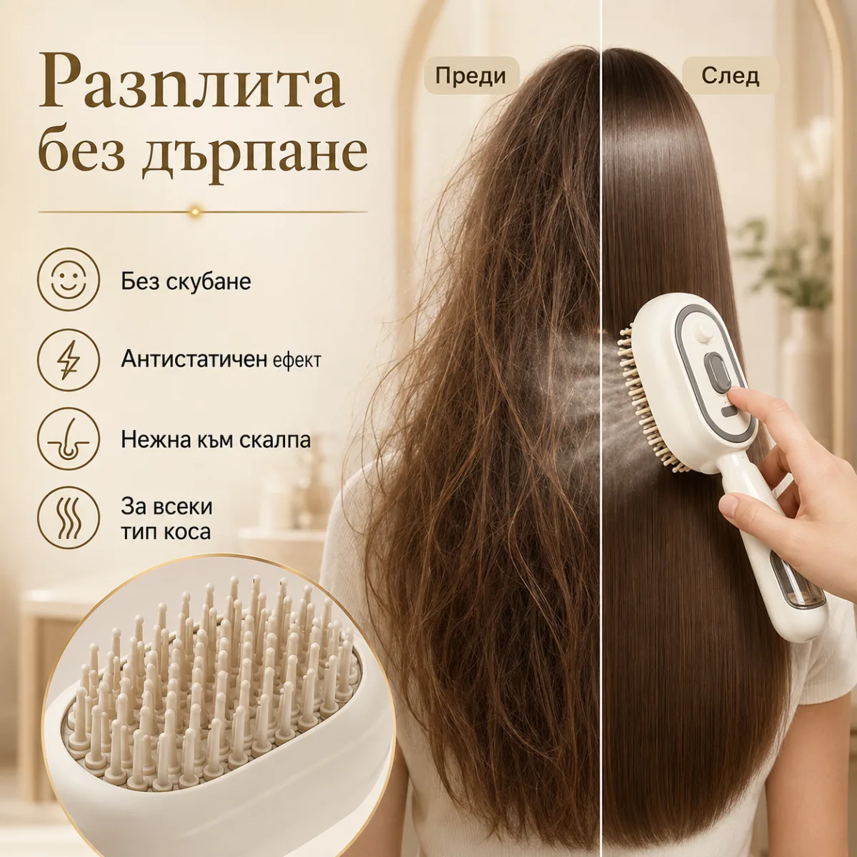 Електрическа парна четка за коса 3в1