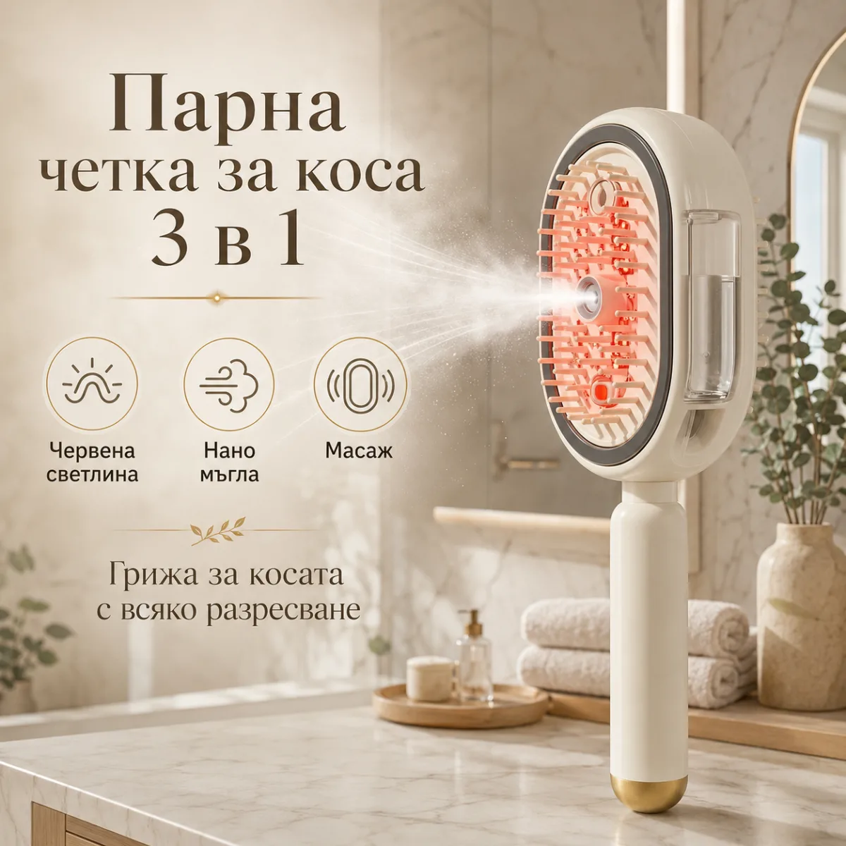 Електрическа парна четка за коса 3в1