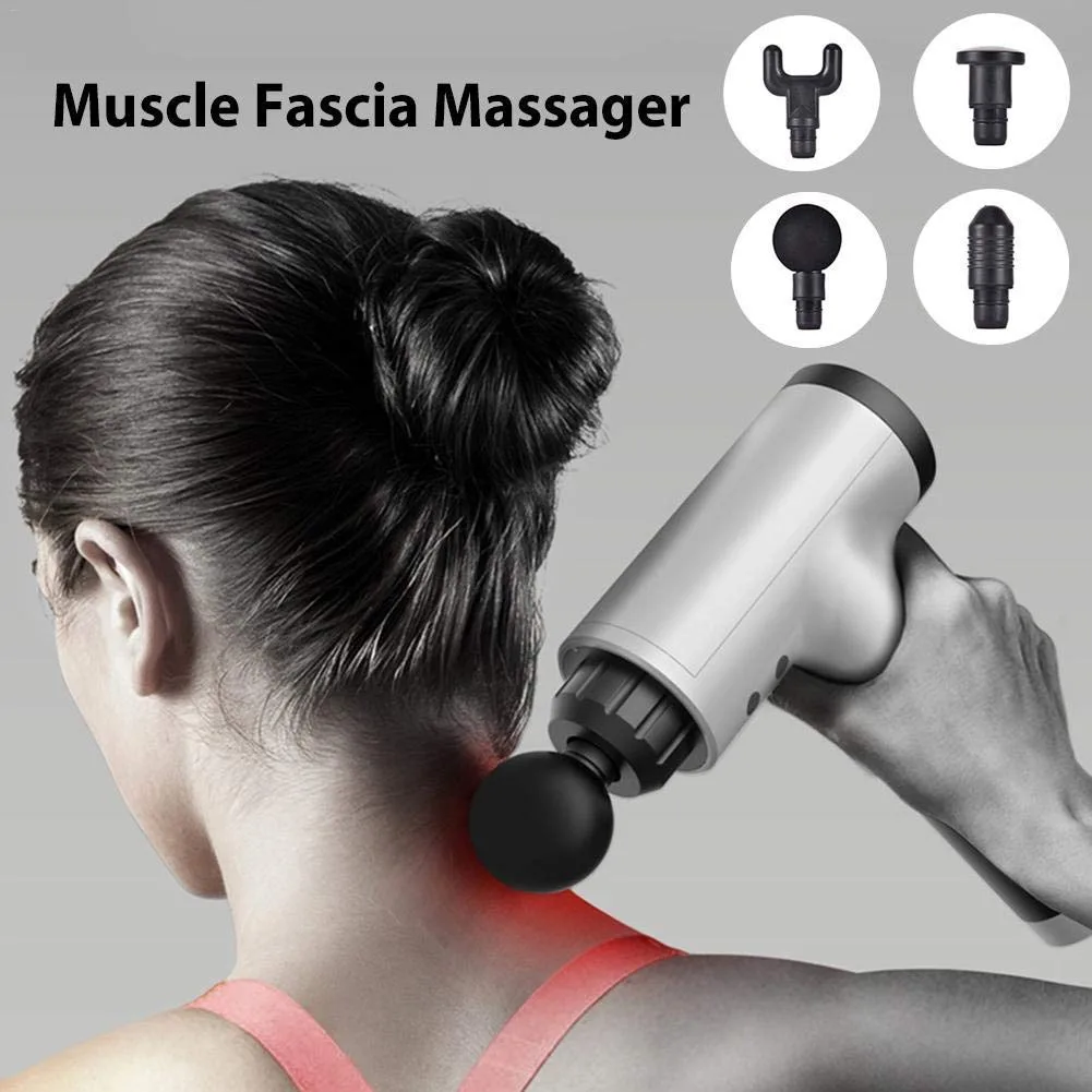 Перкусионен масажор за тяло Fascial Gun с 4 приставки