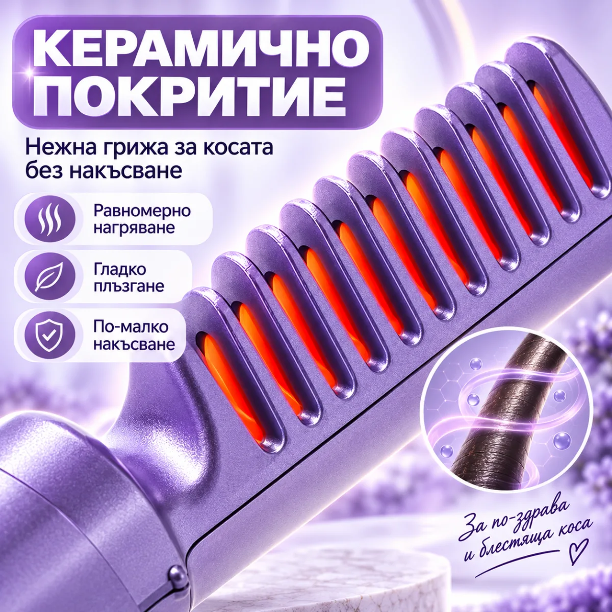 Мини безжична четка за изправяне на коса