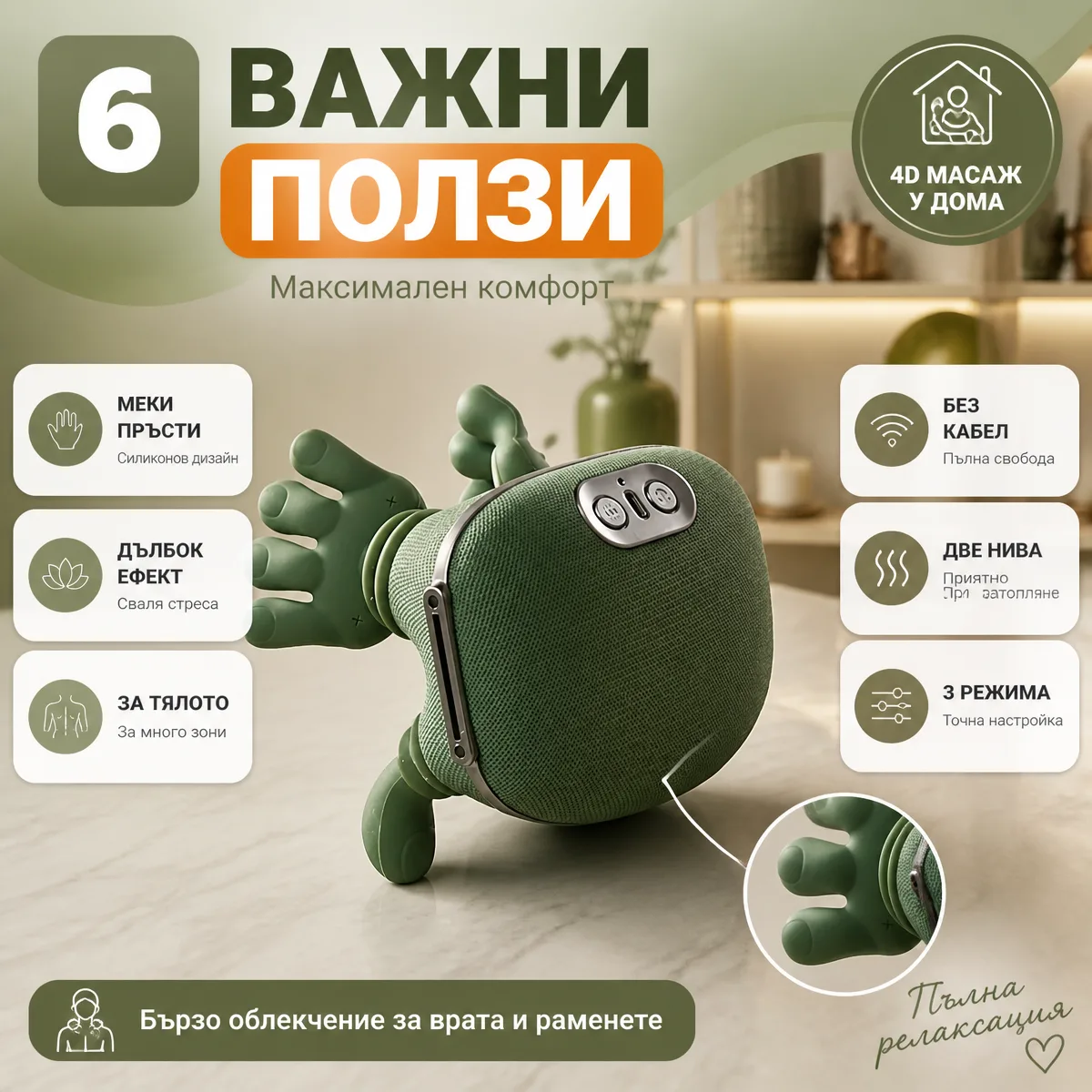 Преносим 4D безжичен масажор за врат — важни ползи