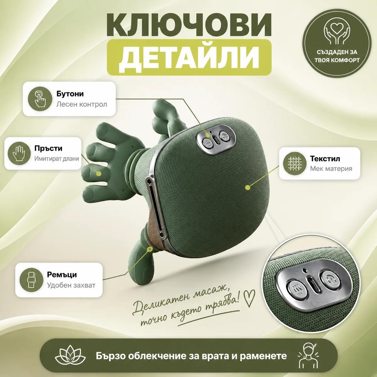 Преносим 4D безжичен масажор за врат
